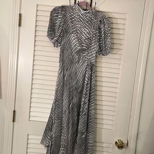 Tanya Taylor Asymmetric Elegant See Through Rayon/Silk Blend Dress Size 2